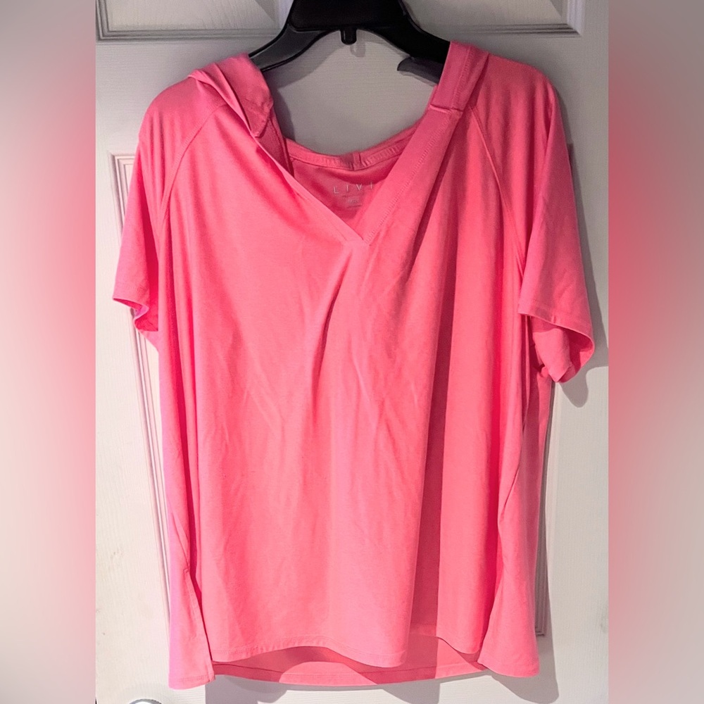 Lane Bryant Livi Coral Short Sleeve Hooded Top Size 18/20 - Picture 3 of 6
